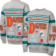 Mitchell & Ness Youth Mitchell & Ness Gray Miami Dolphins Throwback All-Over Print Fleece Sweatshirt