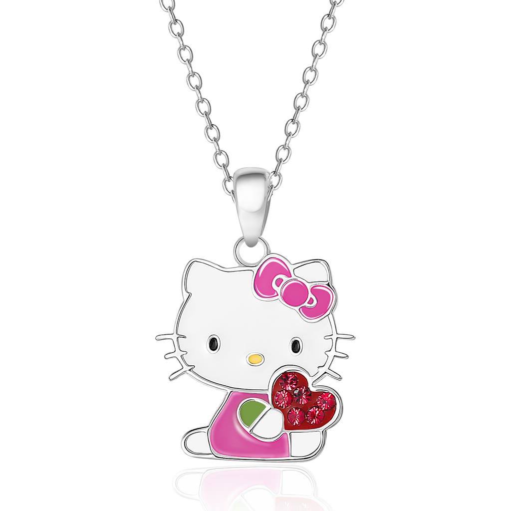 Hello Kitty Enamel And Red Crystal Pendant In Pink