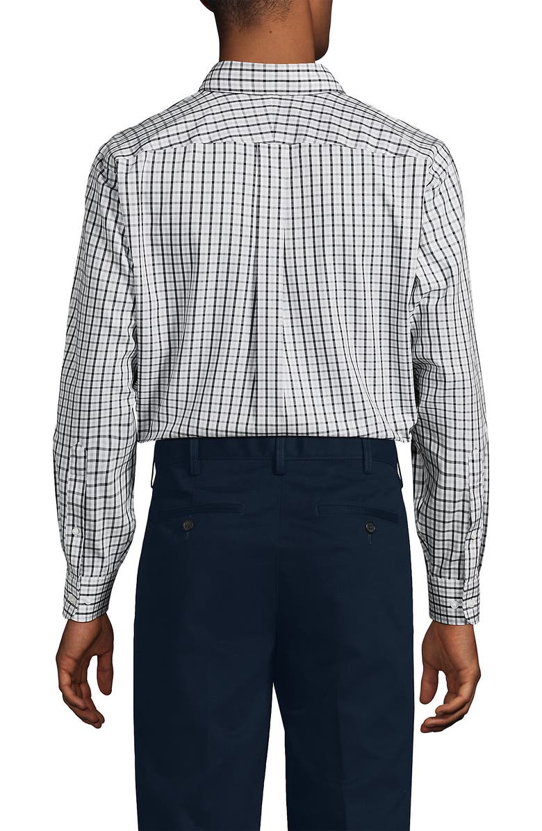 Lands
 End Traditional Fit Solid No Iron Supima Pinpoint Buttondown Collar Dress Shirt, Alternate, color, Mineral Ash Multi Check
