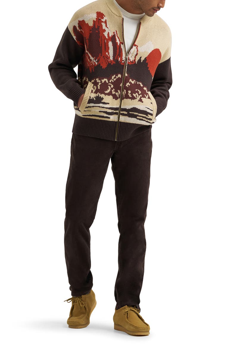 Desert Graphic Zip Cardigan, Alternate, color, AZTEC CHOCOLATE TORTE