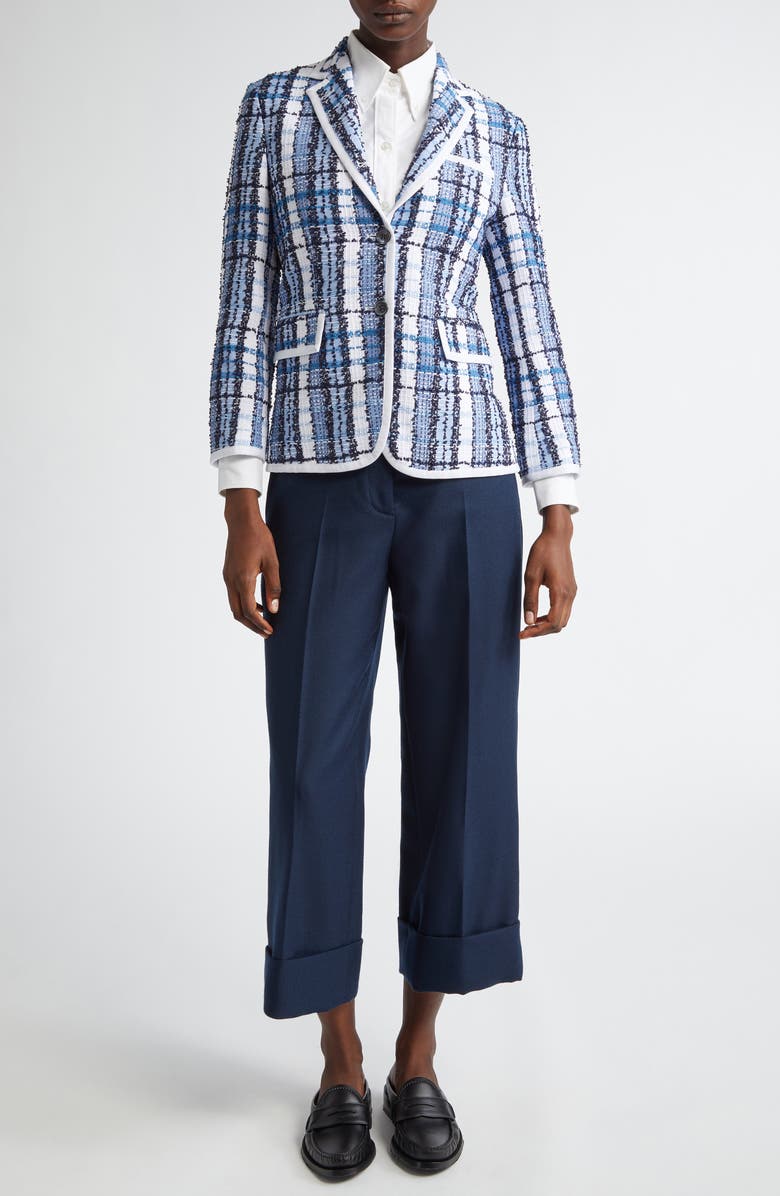 Thom Browne Classic Tweed Blazer, Alternate, color, Dark Navy