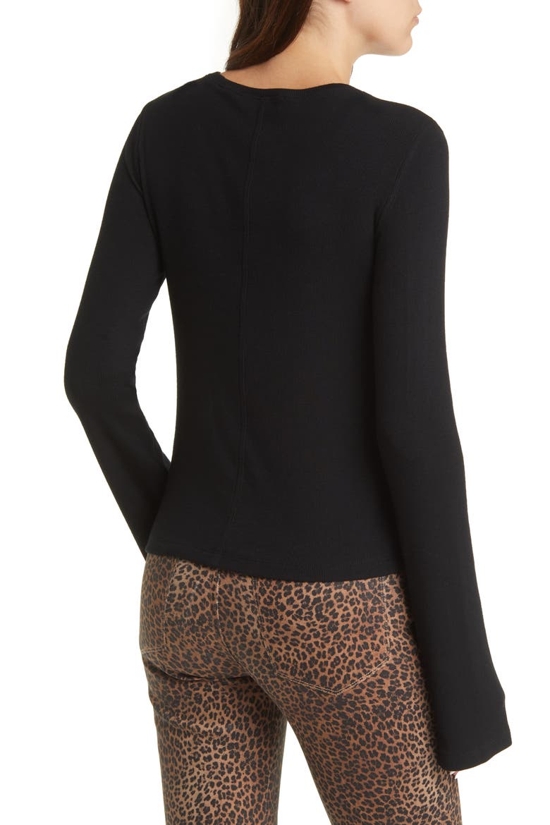 Long Sleeve Rib Top, Alternate, color, NOIR