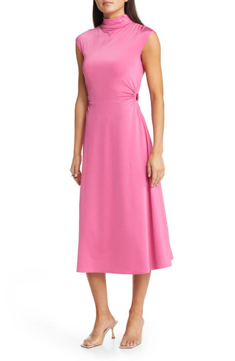 Ring Detail A-Line Midi Dress