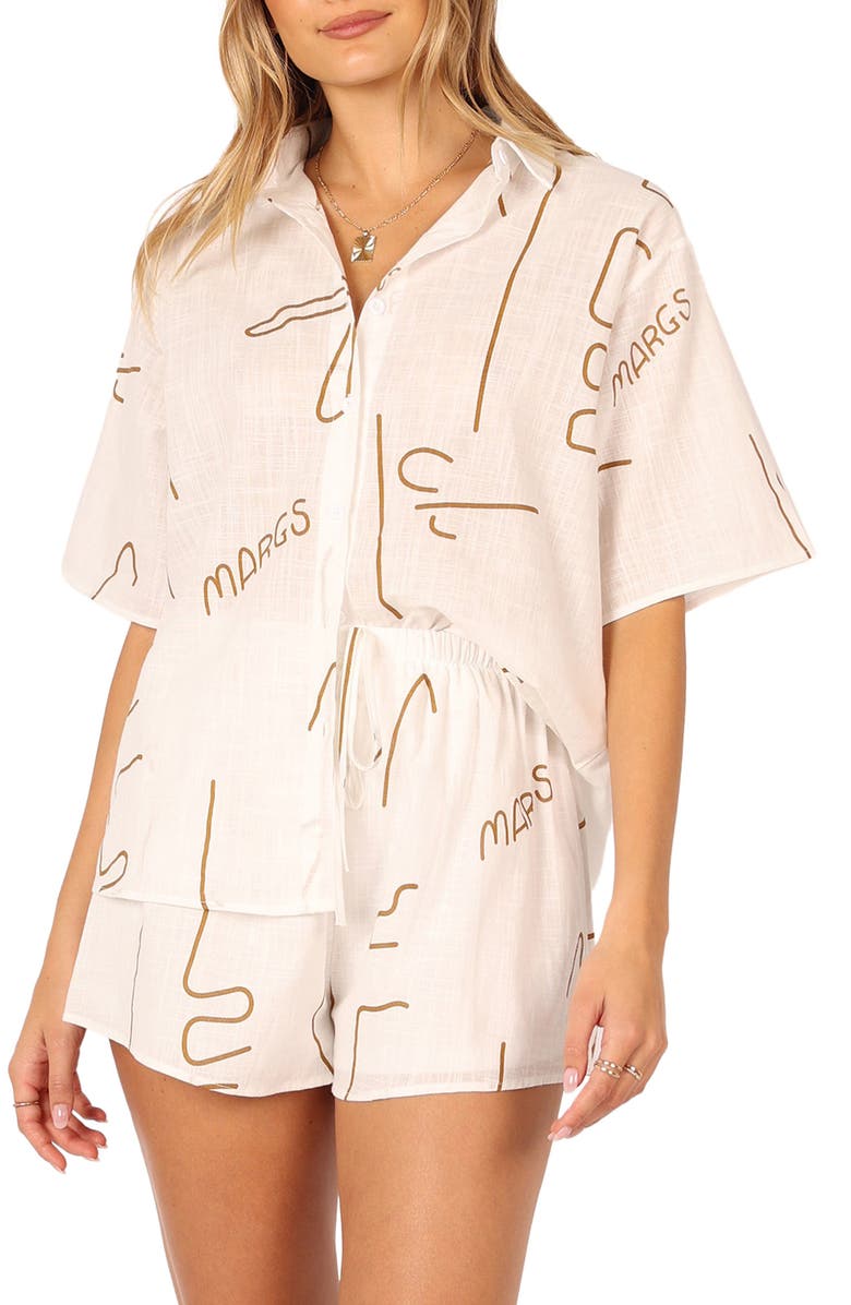 Petal & Pup Sunset Cotton Button-Up Shirt & Shorts Set, Main, color, 