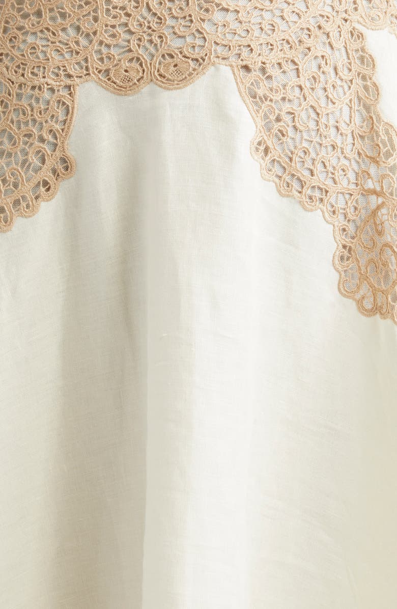 Ulla Johnson Arlette Lace Detail Handkerchief Hem Linen Dress, Alternate, color,