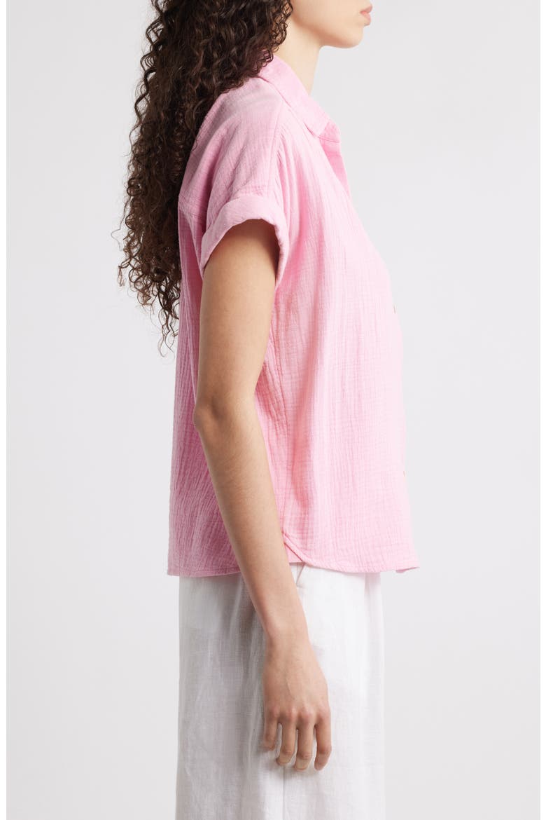 Rowan Cotton Button-Up Shirt, Alternate, color, WILD ROSE WASH