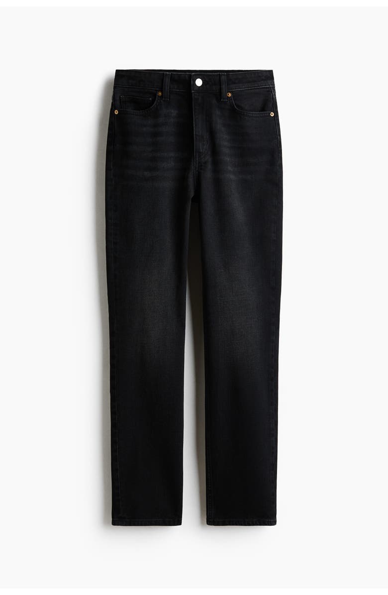 H&M Slim Straight High Waist Jeans, Main, color, Black