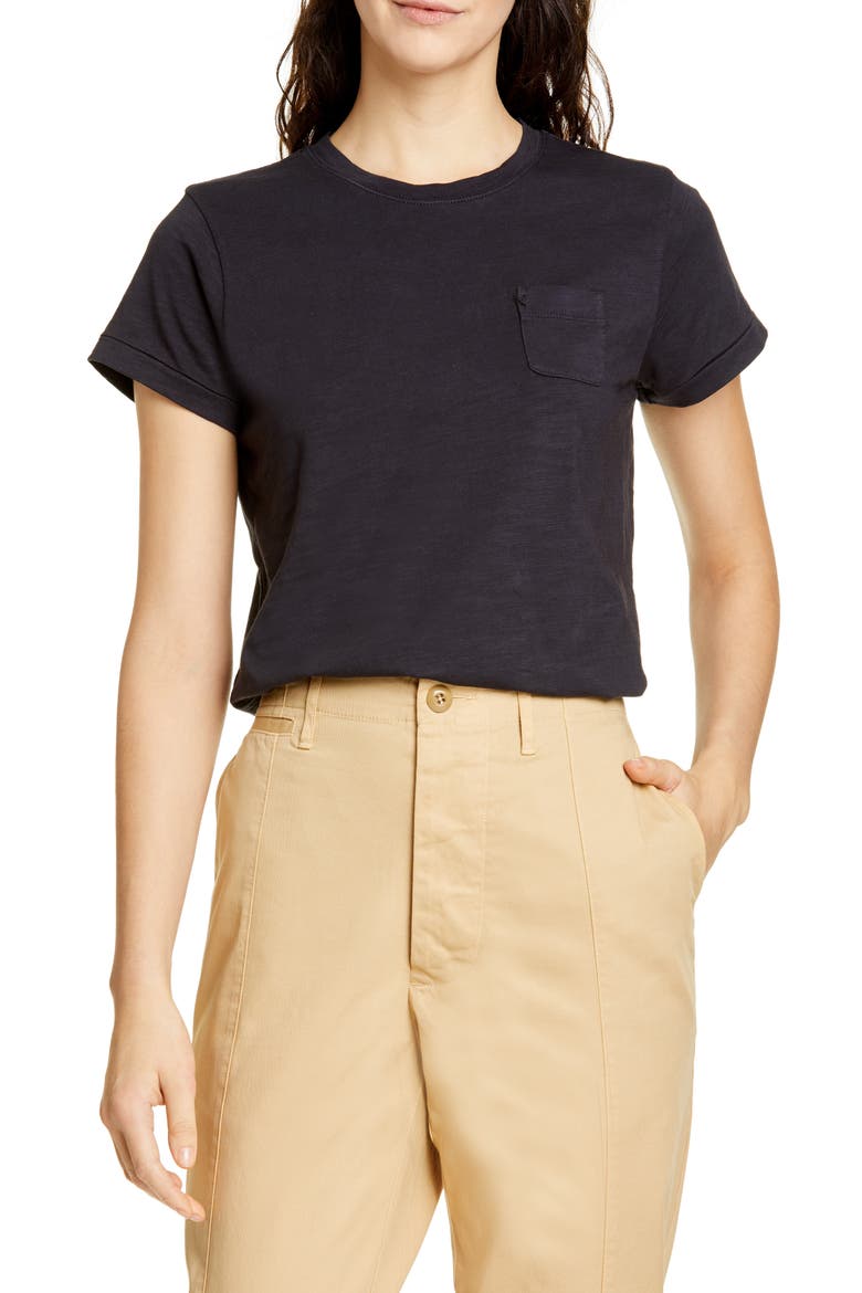 Slub Pocket Tee, Main, color, BLACK