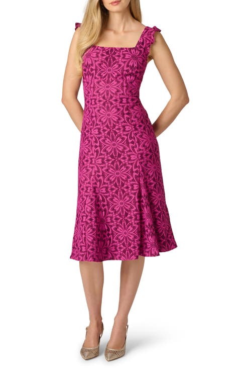 Floral Geometric Lace Midi Dress