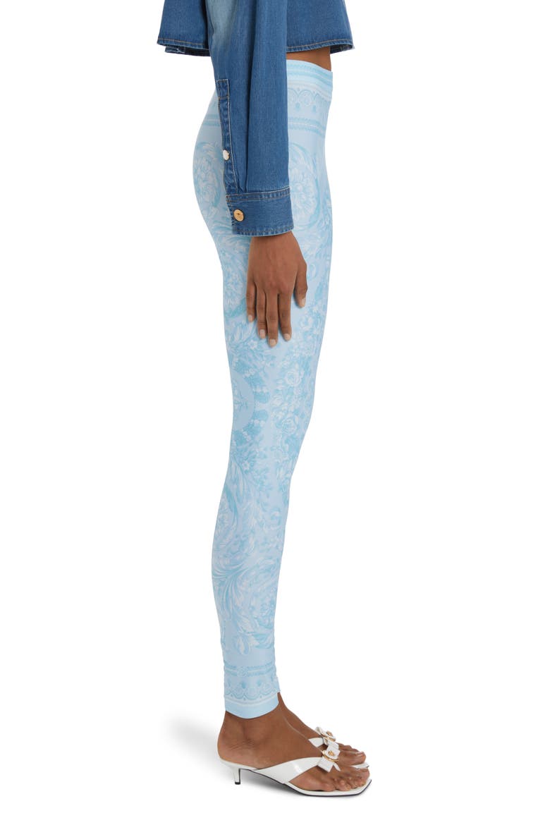 Baroque Print Leggings, Alternate, color, PALE BLUE