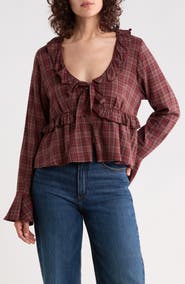Vigoss Ruffle V-Neck Top