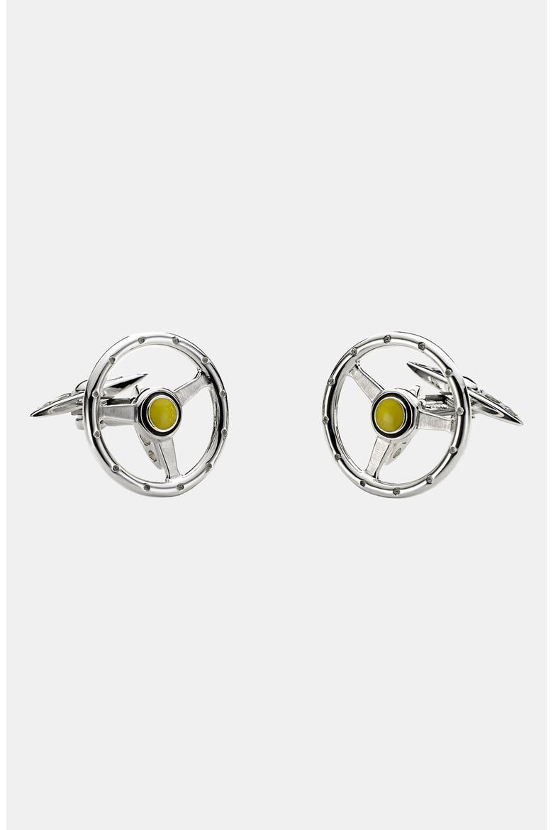 'Volante Steering Wheel' Cuff Links, Alternate, color, SILVER