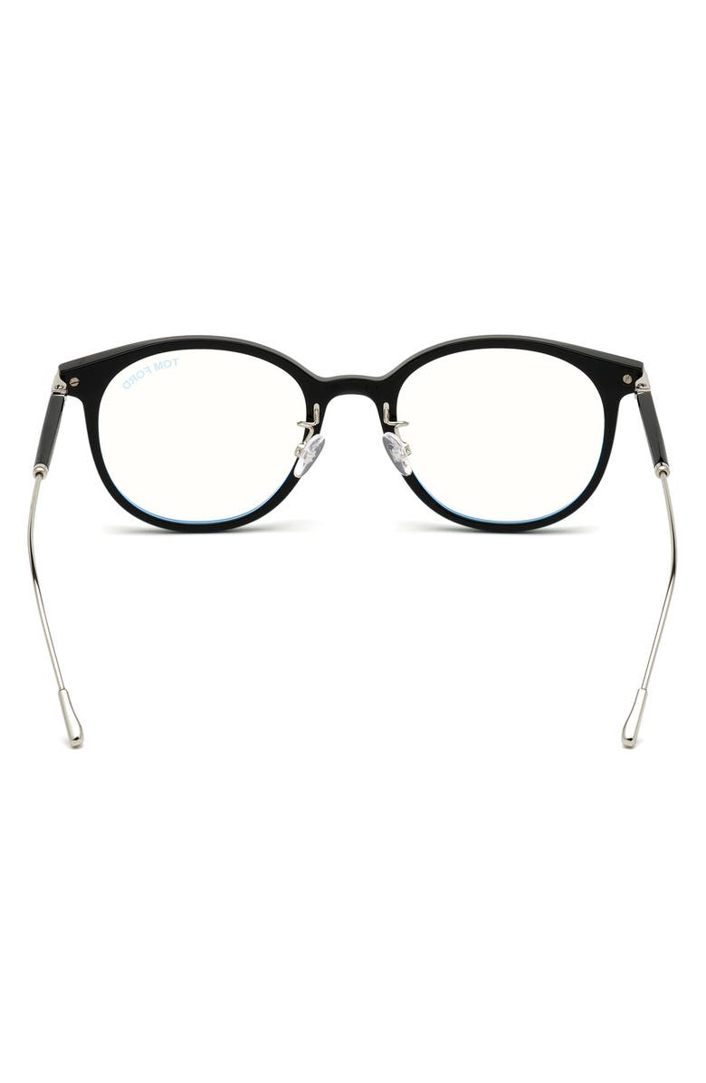 TOM FORD 52mm Round Blue Light Blocking Glasses, Alternate, color, 