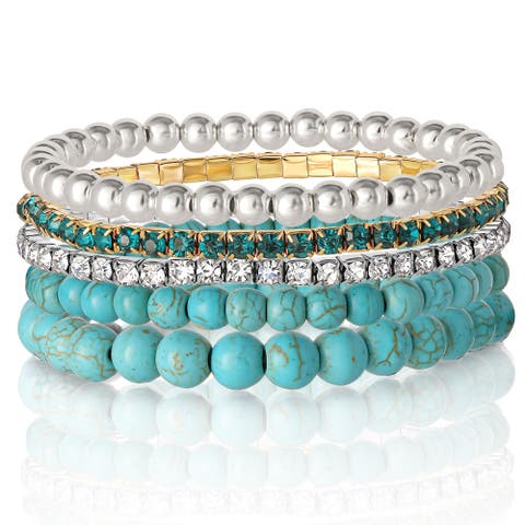 Crystal Stretch Bracelet, 5 Piece Set
