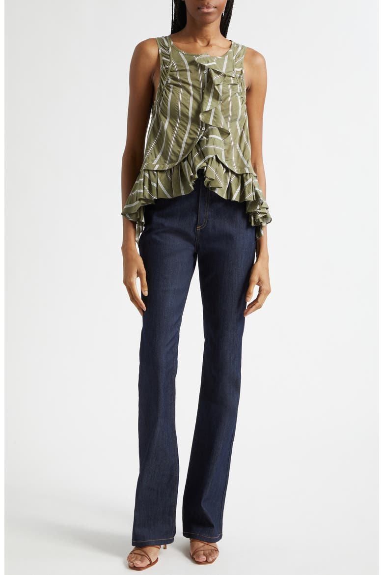 Azura Ruffle Sleeveless Top, Alternate, color, OLIVE NOIR