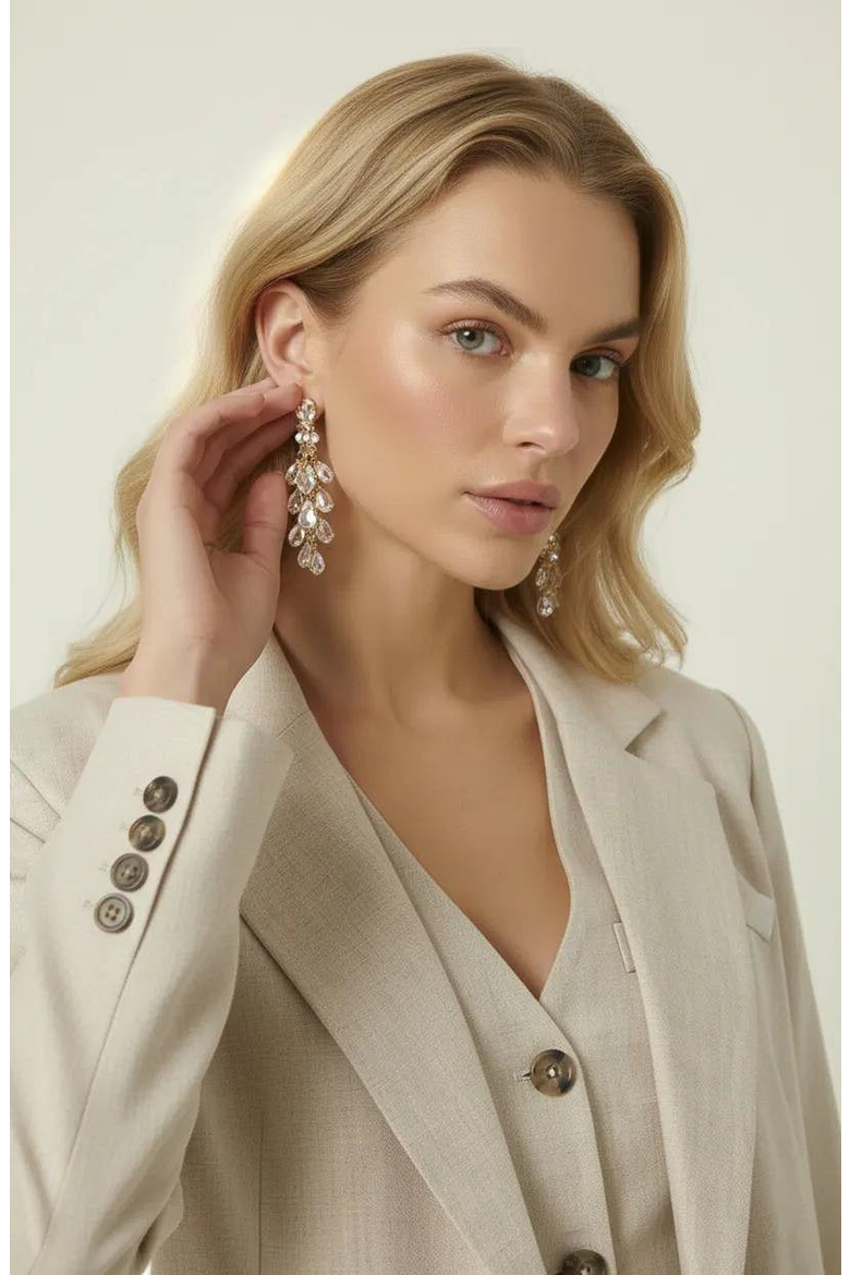 Linen Three-Piece Blazer Vest & Tailored Shorts Set, Alternate, color, Light Beige