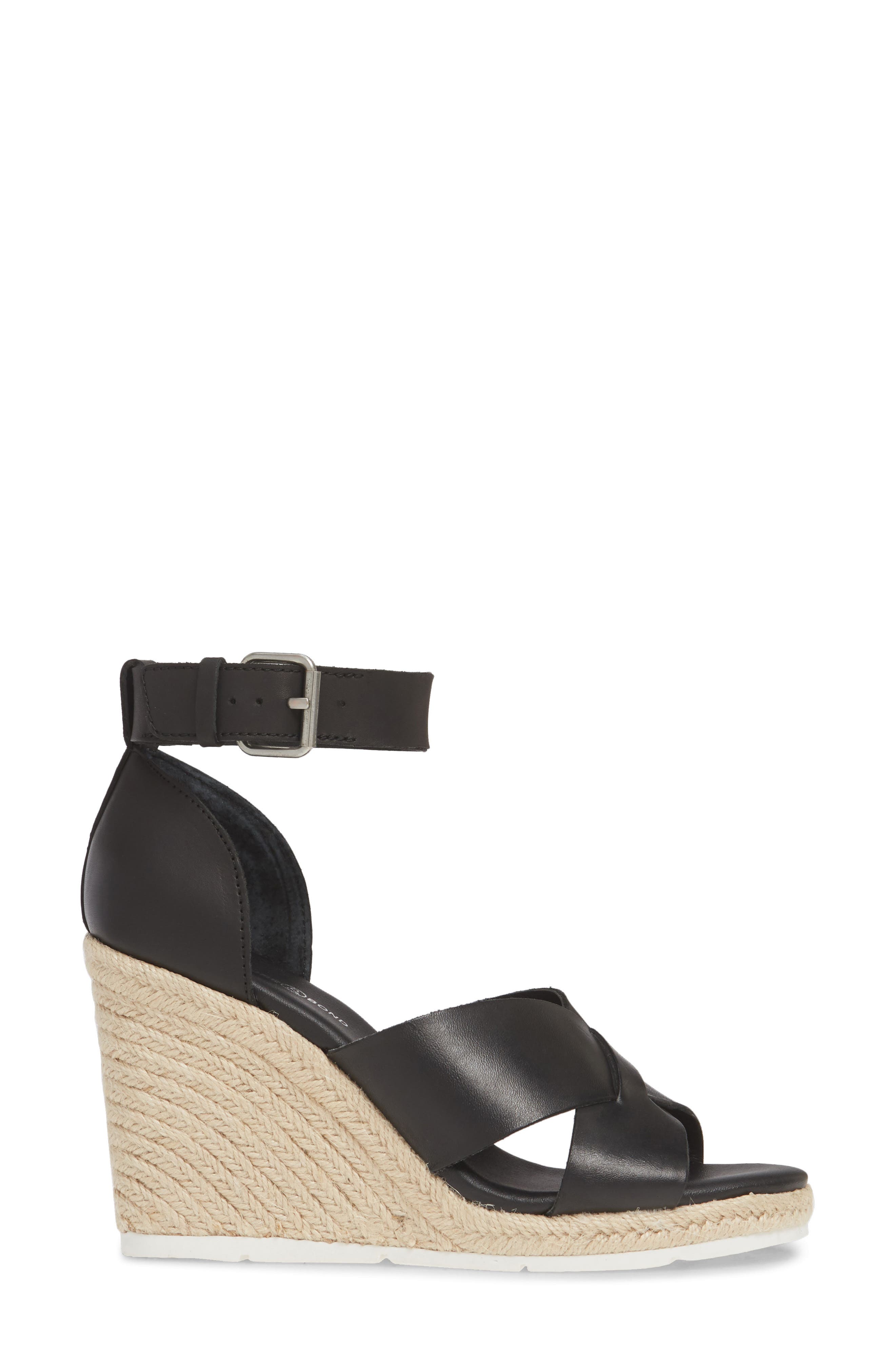 Poppy Espadrille Wedge Sandal, Alternate, color, BLACK LEATHER