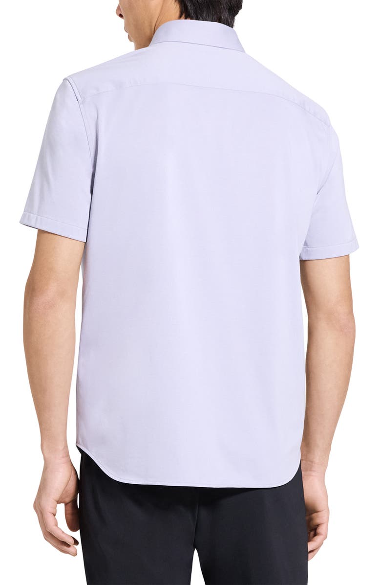 Theory Irving Structure Knit Short Sleeve Button-Up Shirt, Alternate, color, Gray Lilac - 2N9