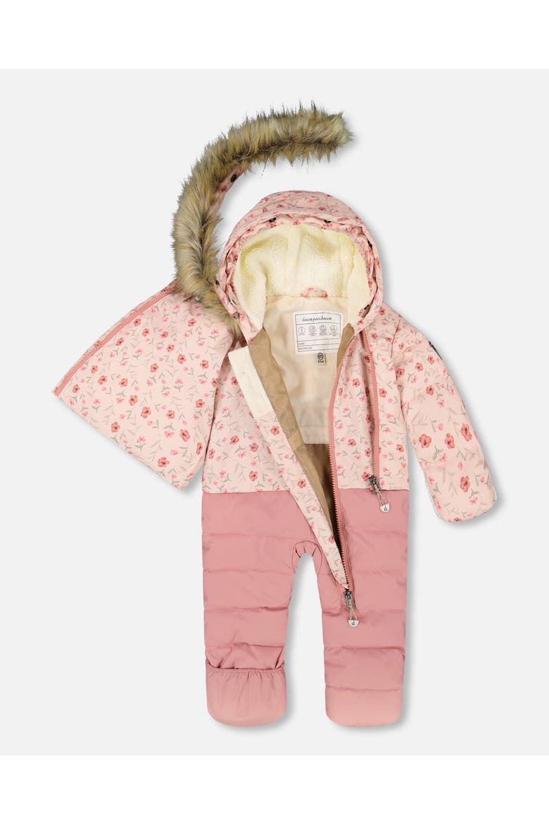 One-Piece Snug Snowsuit Designed for Car Seat, Alternate, color, Pink Mini Flowers