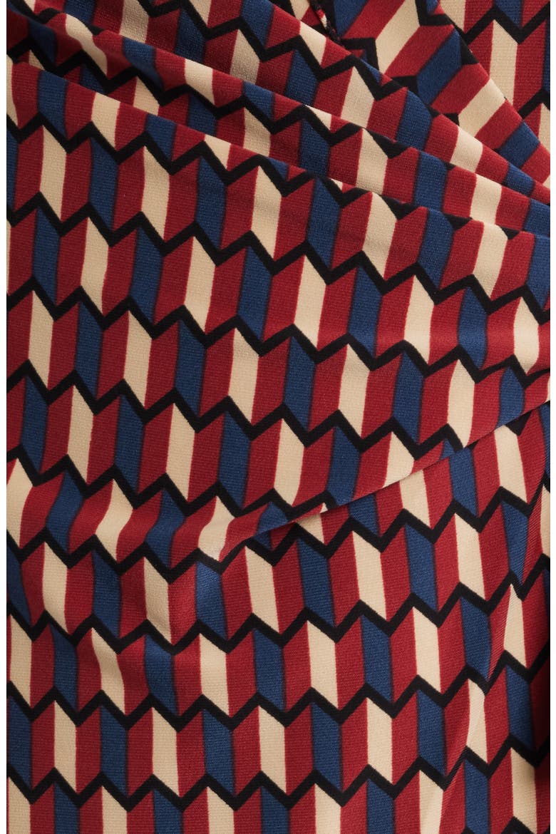 Geo Print Knit Wrap Dress, Alternate, color, RUST MULTI