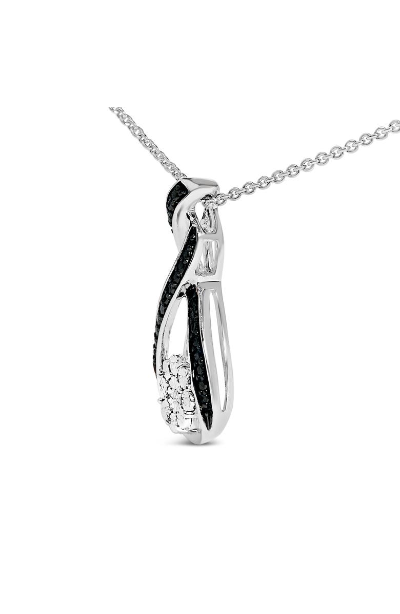 Haus of Brilliance Black Rhodium Plated Sterling Silver Diamond Accent Swirl Drop Pendant Necklace, Alternate, color, Silver