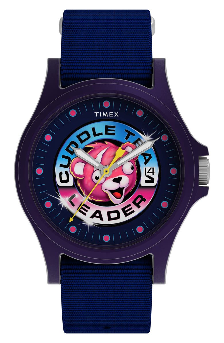 Timex<sup>®</sup> x Fortnite<sup>®</sup> Acadia NATO Strap Watch, 40mm, Main, color, Blue
