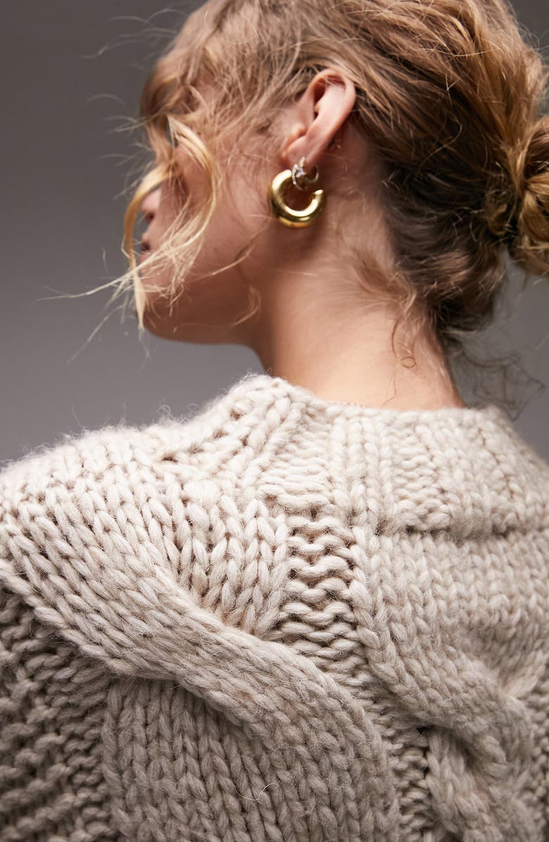 Topshop Chunky Cable Stitch Sweater, Alternate, color, 
