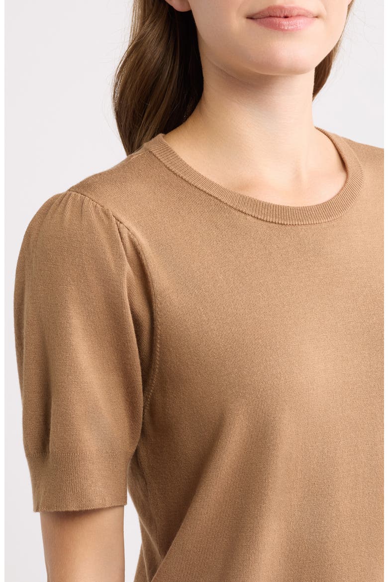 Puff Sleeve Crewneck Sweater, Alternate, color, VICUNA