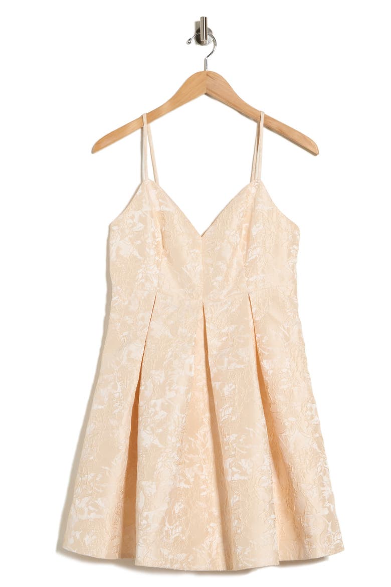 Floral Jacquard Fit & Flare Minidress, Alternate, color, IVORY CREAM