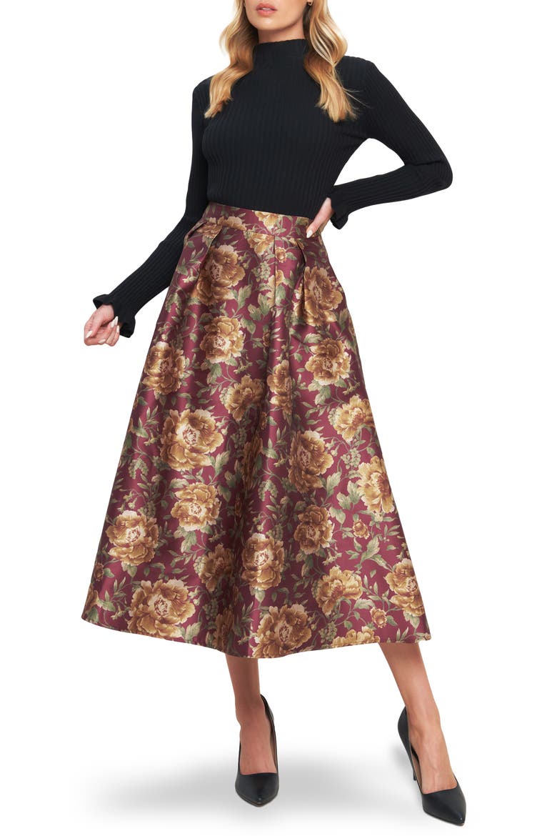 Midi skirt, Alternate, color, BURGUNDY