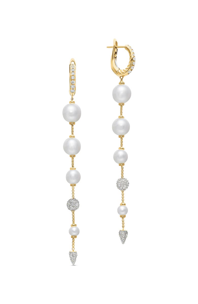David Yurman Freshwater Pearl & Pavé Diamond Drop Earrings, Alternate, color,