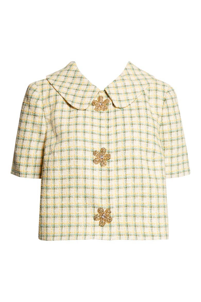 Short Sleeve Tweed Jacket, Alternate, color, BUTTER MULTI