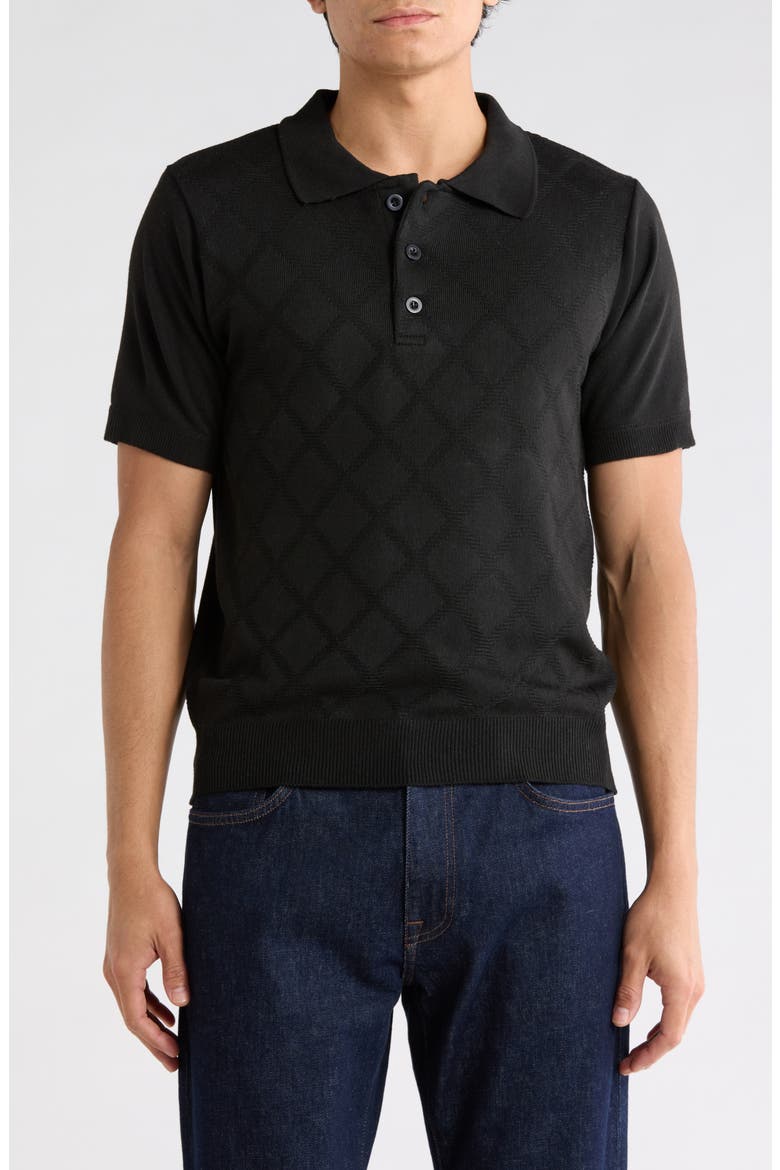 Knit Polo Sweater, Main, color, BLACK
