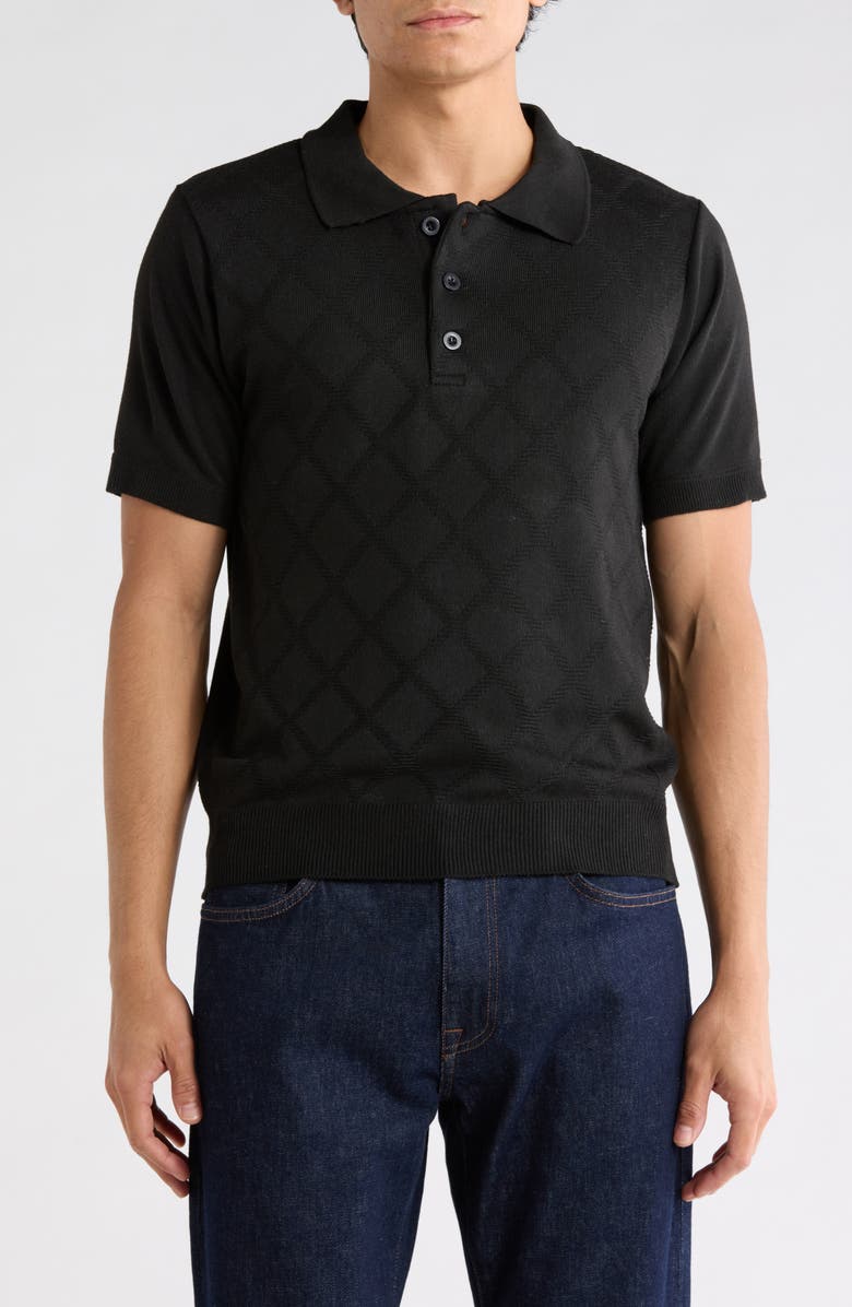 TOM BAINE Knit Polo Sweater, Main, color, Black