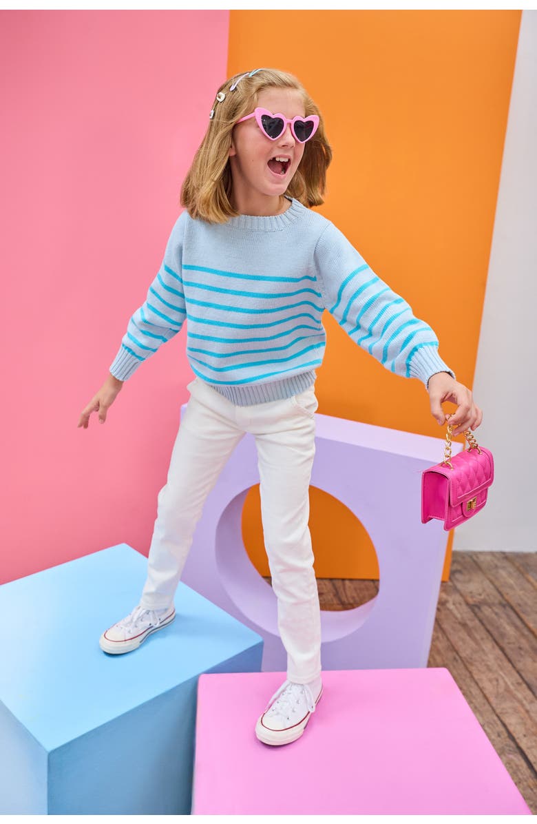 BISBY Kids' Knit Striped Sweater, Alternate, color, Aqua