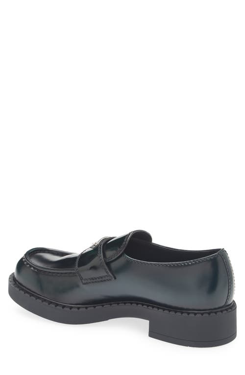 Prada Chocolate Moccasin In Black Patent Leather Men In Black
