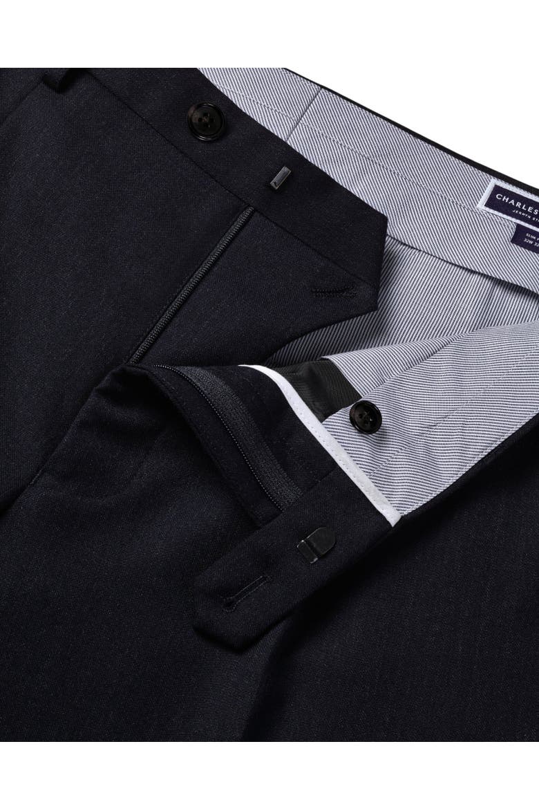 Stretch Wool Slim Fit Pleated Pants, Alternate, color, Navy