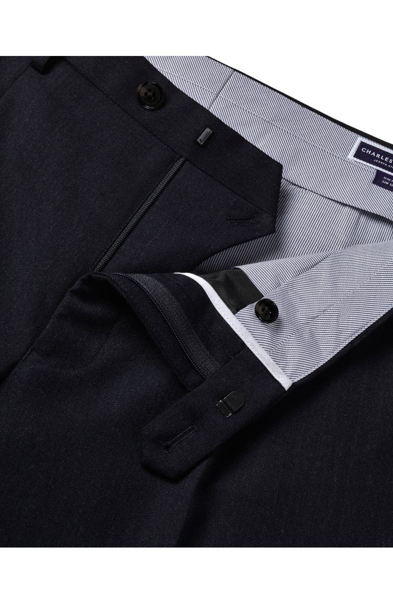 Charles Tyrwhitt Stretch Wool Slim Fit Pleated Pants, Alternate, color, Navy