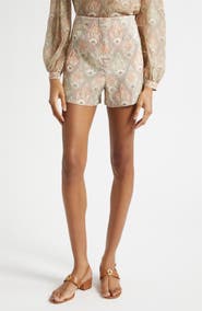 Veronica Beard Jazmin Paisley Linen Blend Shorts