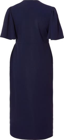 Plus Size Scuba Crepe Bardot Wrap Midi Dress