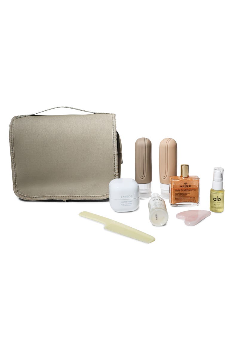 Neoprene Water Resistant Hanging Toiletry Case, Alternate, color, TAUPE