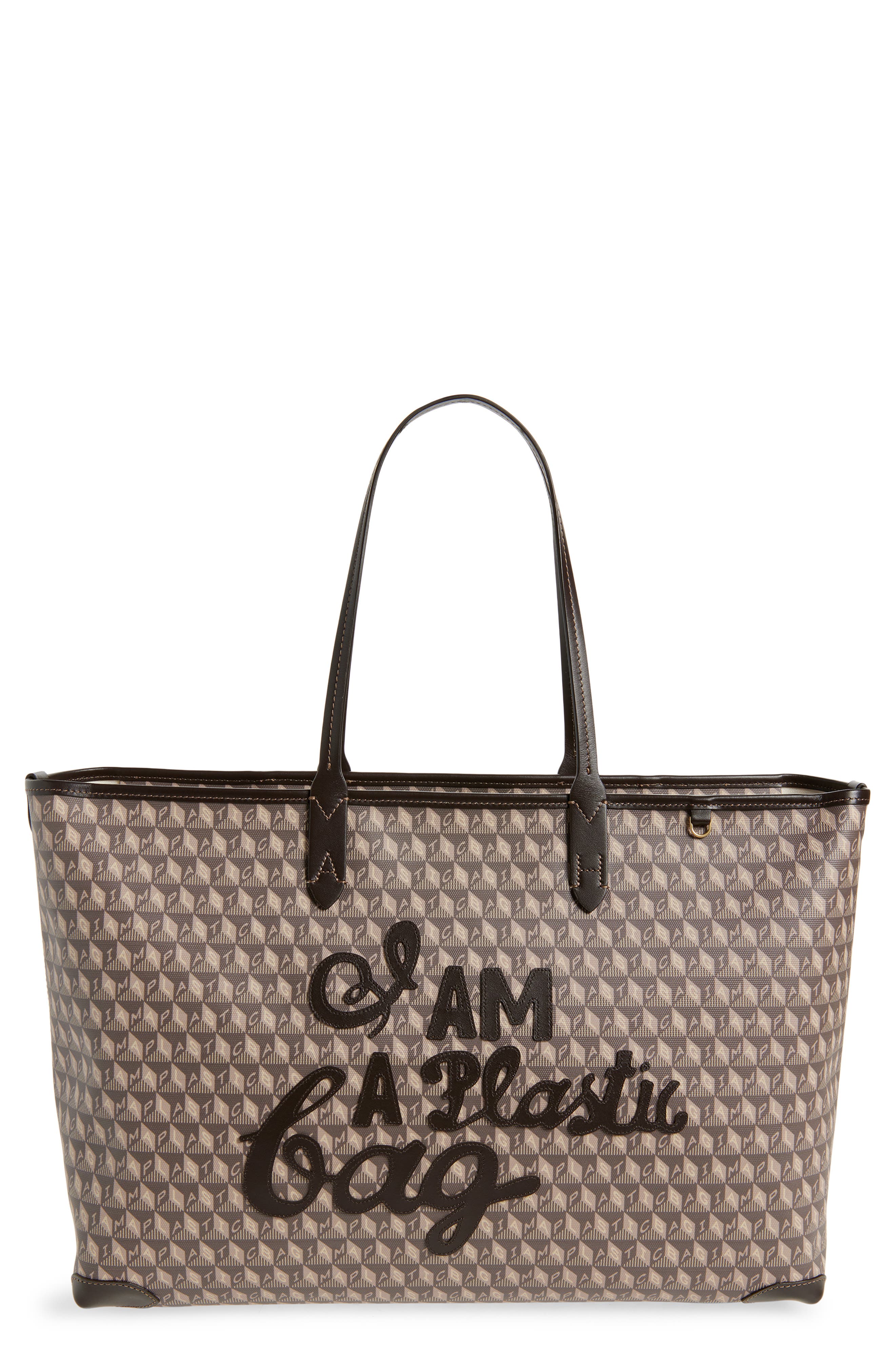 Anya Hindmarch I Am A Plastic Bag Recycled Canvas Tote, Main, color, Truffle