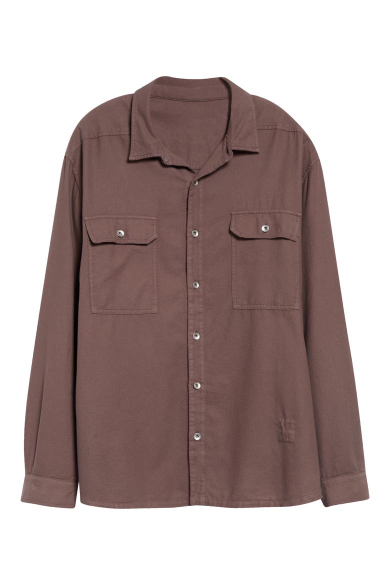 Jumbo Cotton Flannel Button-Up Outershirt, Main, color, GRAPE