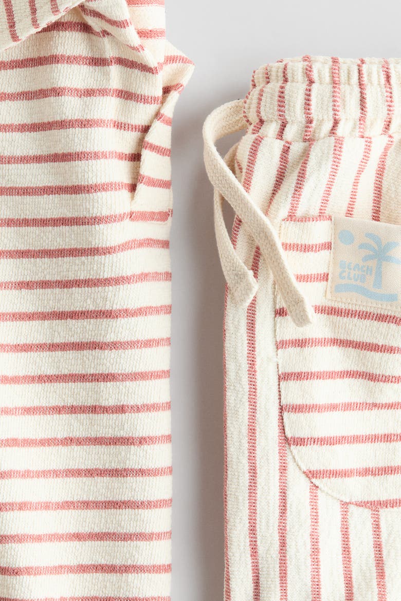 2-piece Textured Cotton Set, Alternate, color, White/dusty pink striped