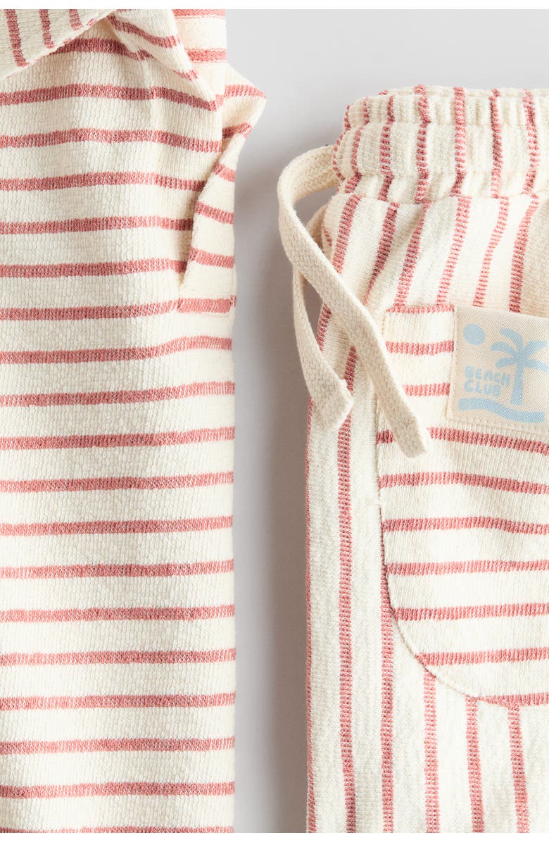 H&M 2-piece Textured Cotton Set, Alternate, color, White/Dusty Pink Striped
