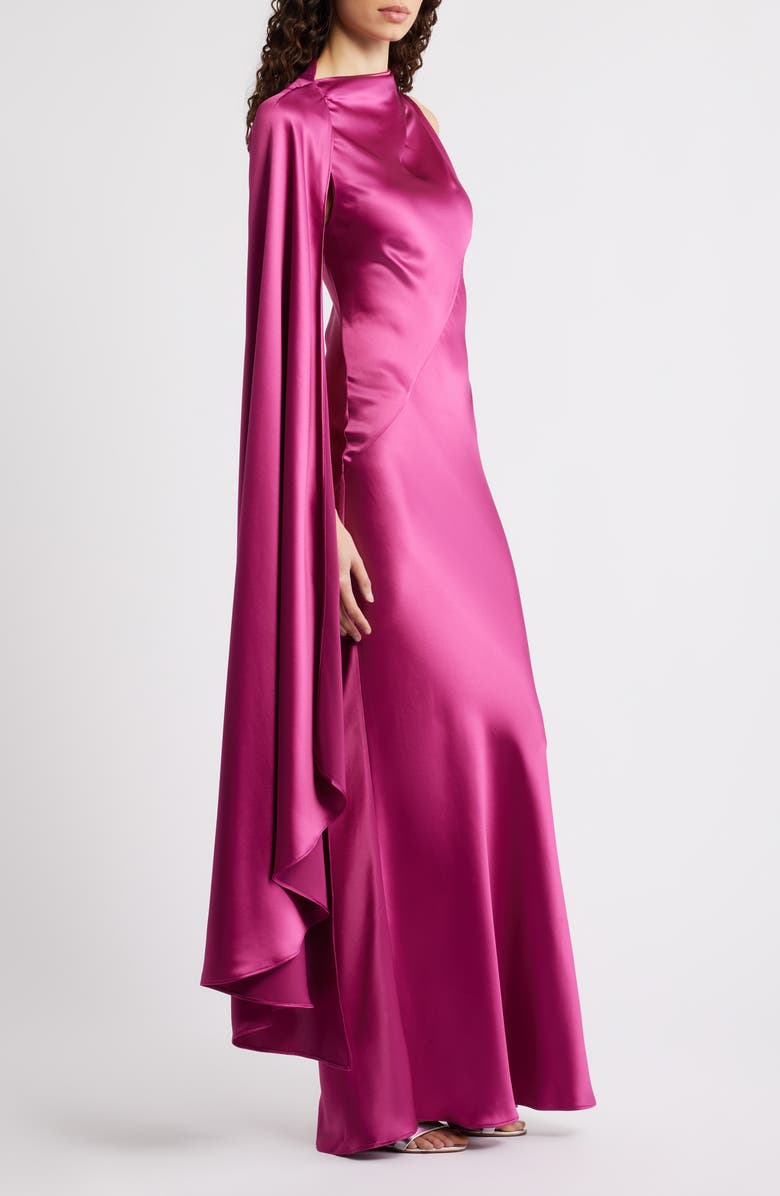 Acler Ropley Drape Bias Cut Satin Maxi Cocktail Dress, Alternate, color, Iris