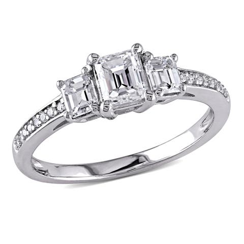 Diamond Emerald 3-Stone Ring 14k