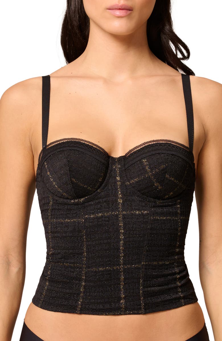 Simone Perele Desire Underwire Lace Bustier, Main, color, Black