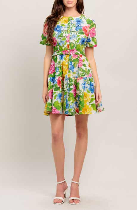 FLYING TOMATO Short Sleeve Print Minidress
