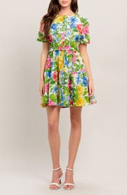 FLYING TOMATO Short Sleeve Print Minidress